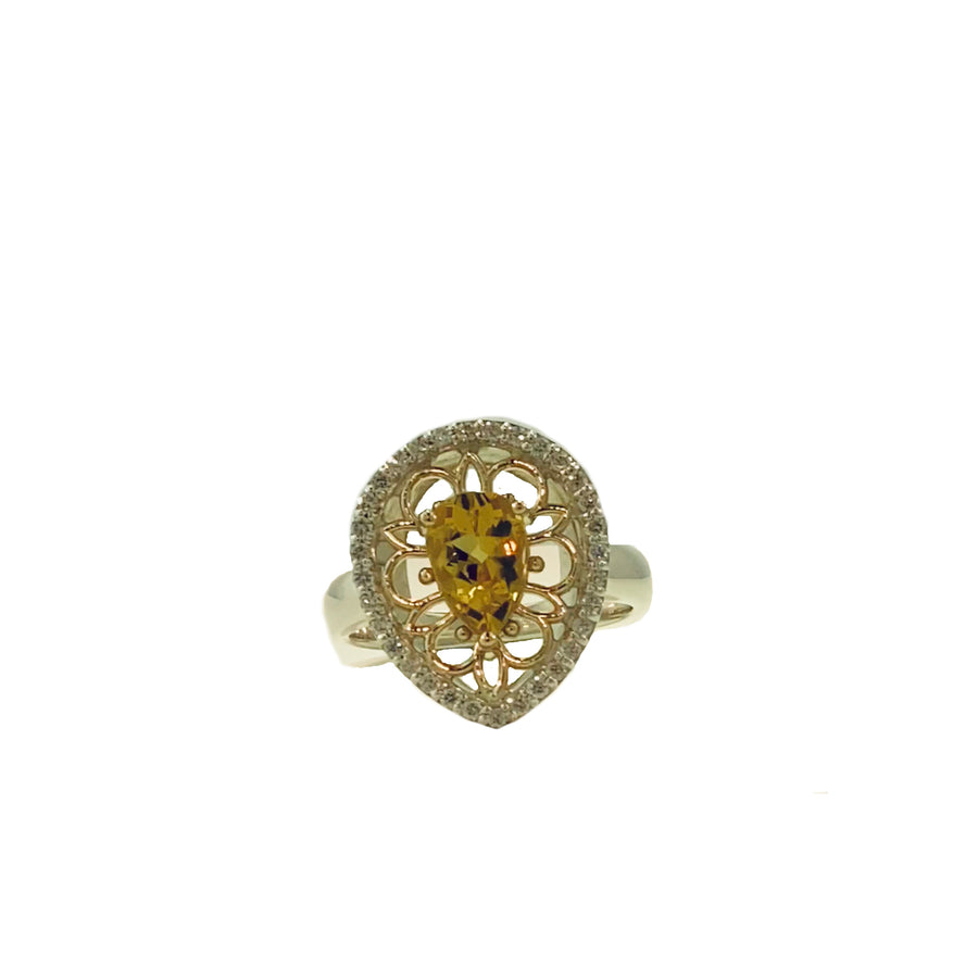 Pear Shape Vintage - Inspired Ring (Diamond Version)